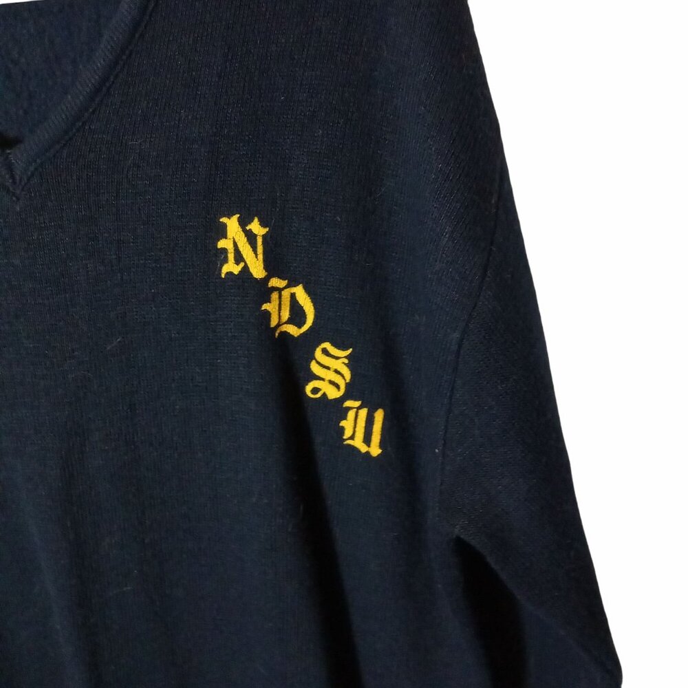 Vintage NDSU Navy Blue V Neck Sweater L North Dakota State University Thundar - Picture 4 of 9
